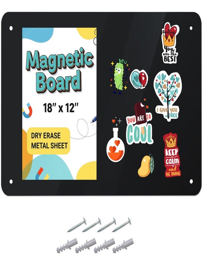 Houseables Magnetic Board, Magnet Board for Wall, Metal Sheets for Magnets, Kids, Bulletin, Hanging, Memo, Plate, Souvenir, Large Display Panel, Photo, Dry Erase, Classroom, Decorative, Black, 18x12” - Image 1